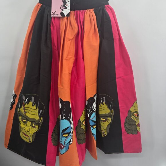 Vixen By Micheline Pitt Ben Cooper Monster Mask Midi Skirt Size XS - Picture 2 of 10